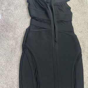 Black Bandage Bodycon Dress w/ Mesh Insets | Size Small